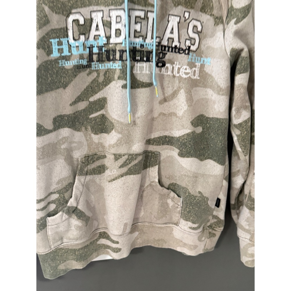 Cabelas Womens Camo Hoodie M Regular Hunted Hunting Graphic Sweatshirt Baby Blue - Picture 3 of 8